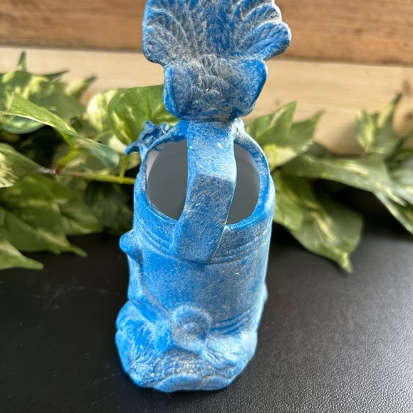 Upcycled Watering Can Planter  Ceramic Shelf Sitter Spring  Blue Counter 6.5 X 4 - Picture 8 of 13